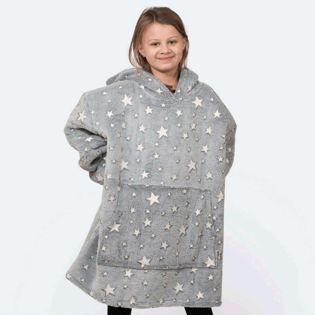 SillySanta - Kids' Grey Stars HappyHoodie