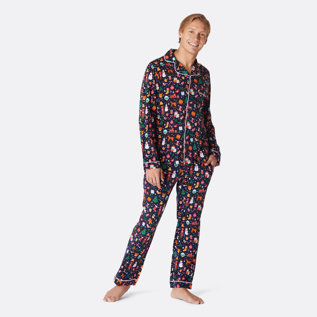 Men's Blue Christmas Dream Collared Christmas Pyjamas