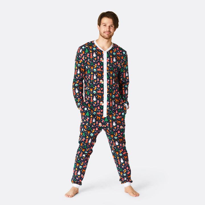 Men's Blue Christmas Dream Overall Christmas Pyjamas