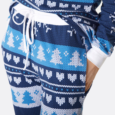 Men's Blue Knit Print Christmas Pyjamas