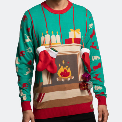 Men's Fireplace Christmas Sweater