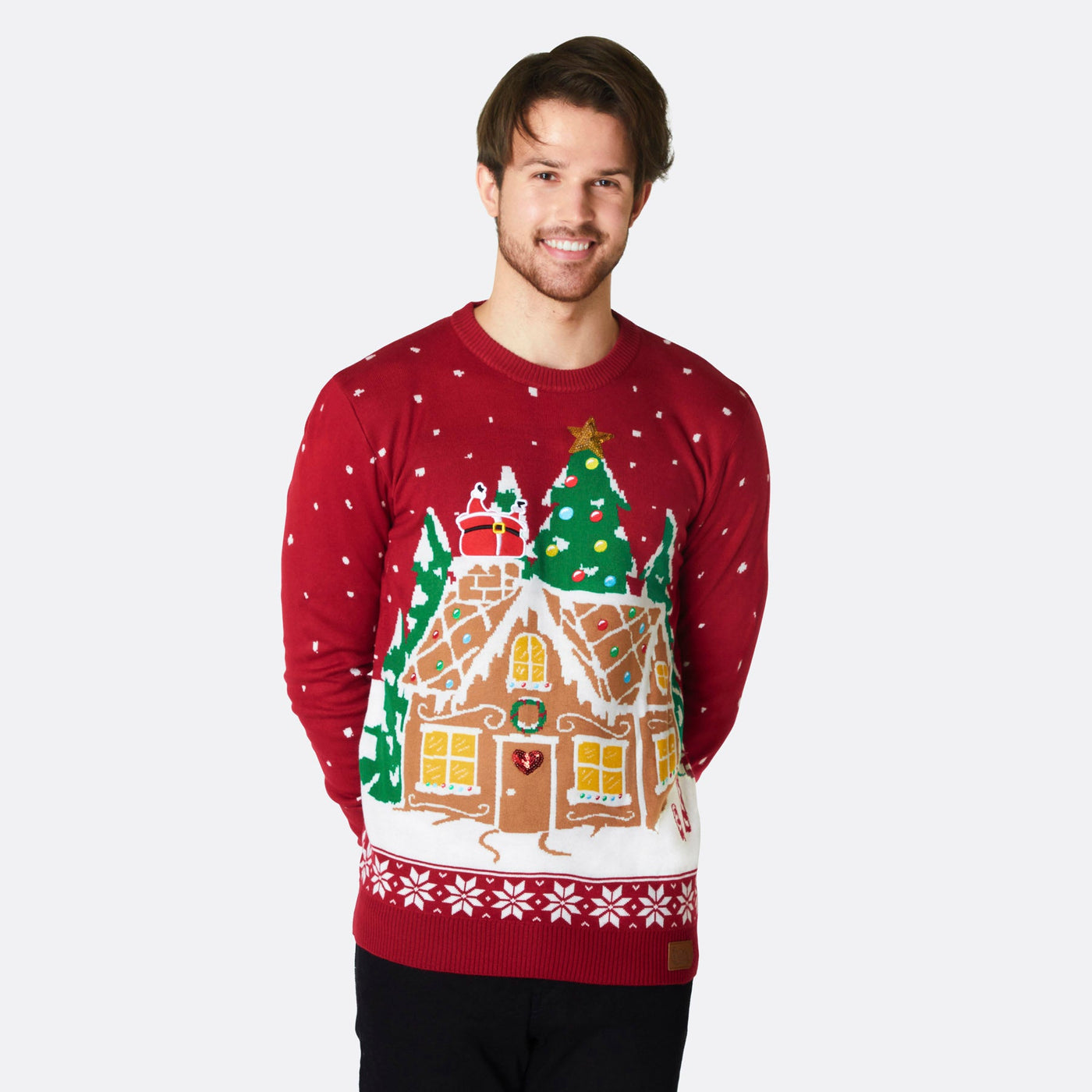 Men's Gingerbread House Christmas Sweater
