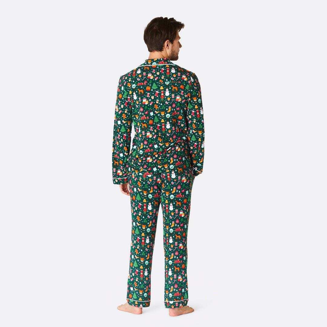 Men's Green Christmas Dream Collared Christmas Pyjamas