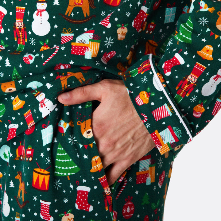 Men's Green Christmas Dream Collared Christmas Pyjamas