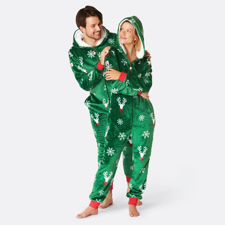 Men's Green Reindeer Onesie