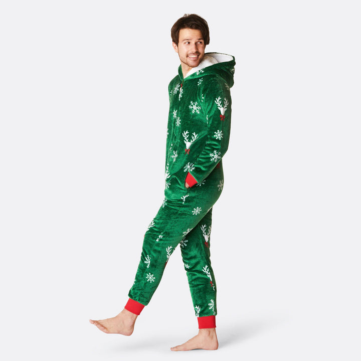 Men's Green Reindeer Onesie