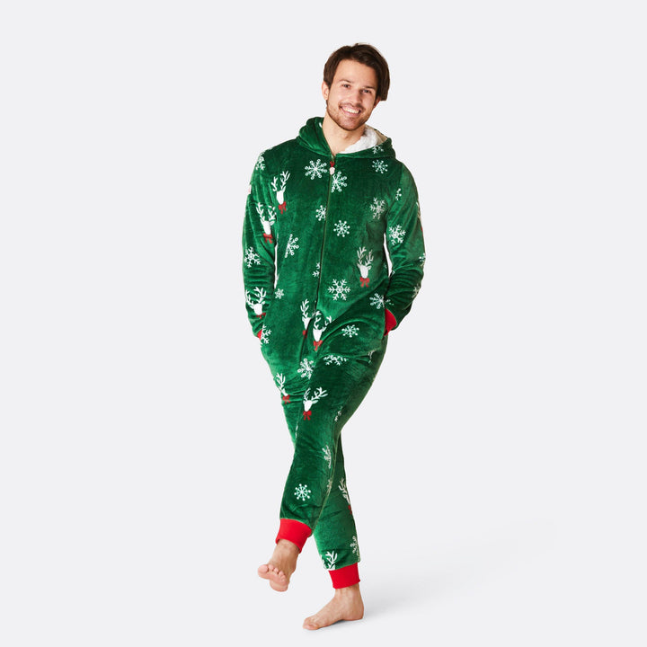 Men's Green Reindeer Onesie