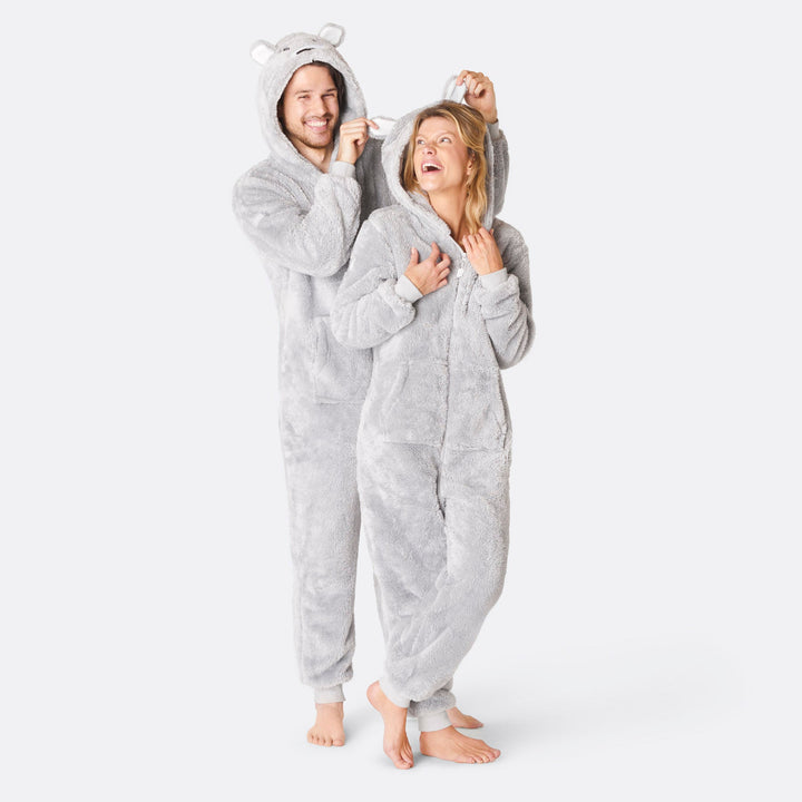 Men's Grey Teddy Bear Onesie