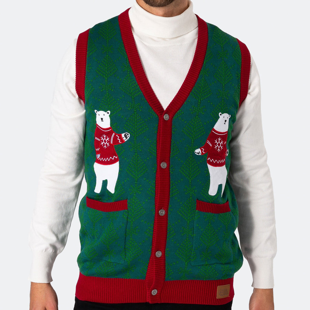 Men's Polar Bear Christmas Waistcoat