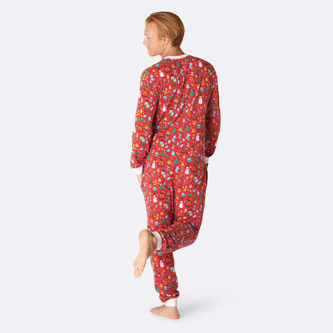 Men's Red Christmas Dream Overall Christmas Pyjamas