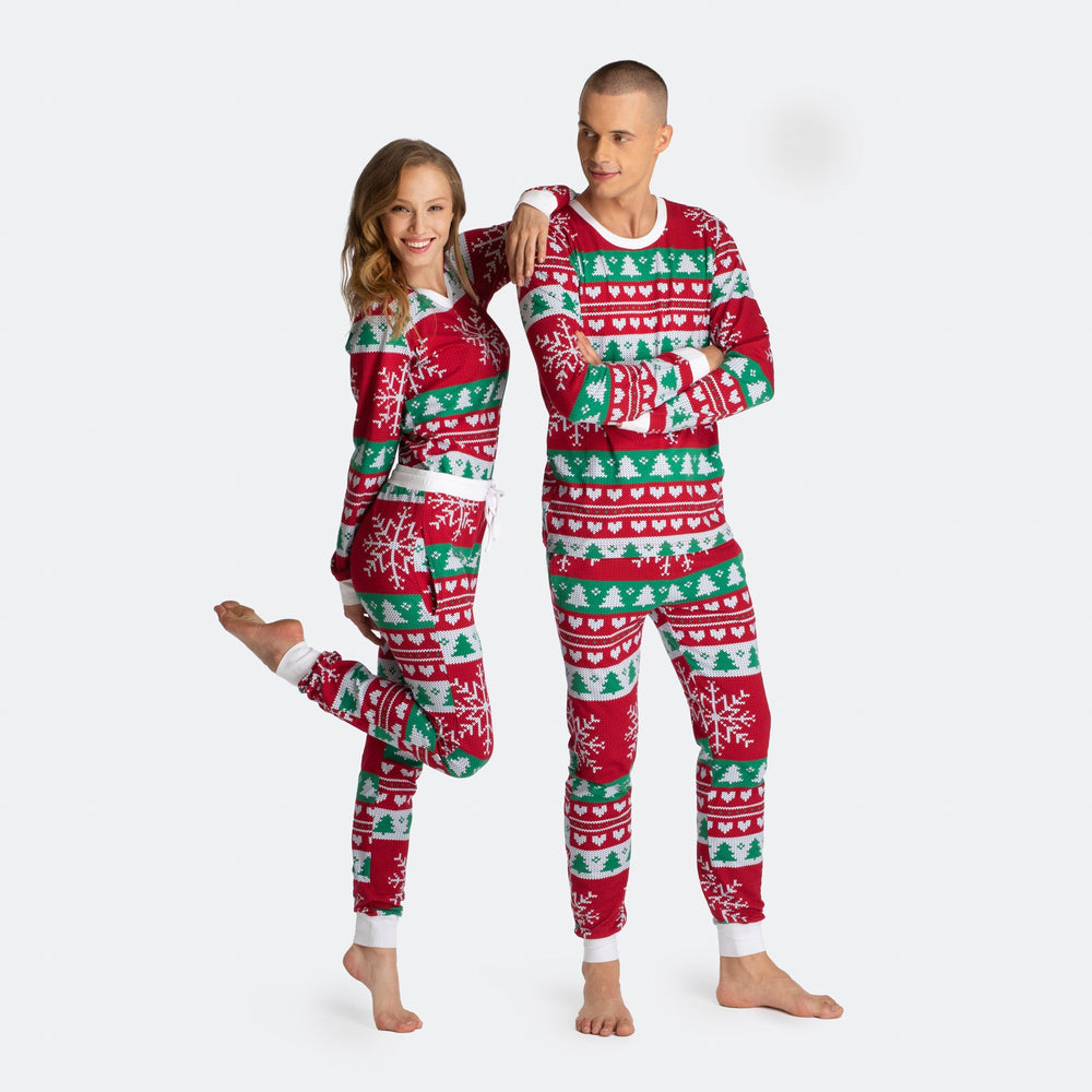 Men's Red Knit Print Christmas Pyjamas