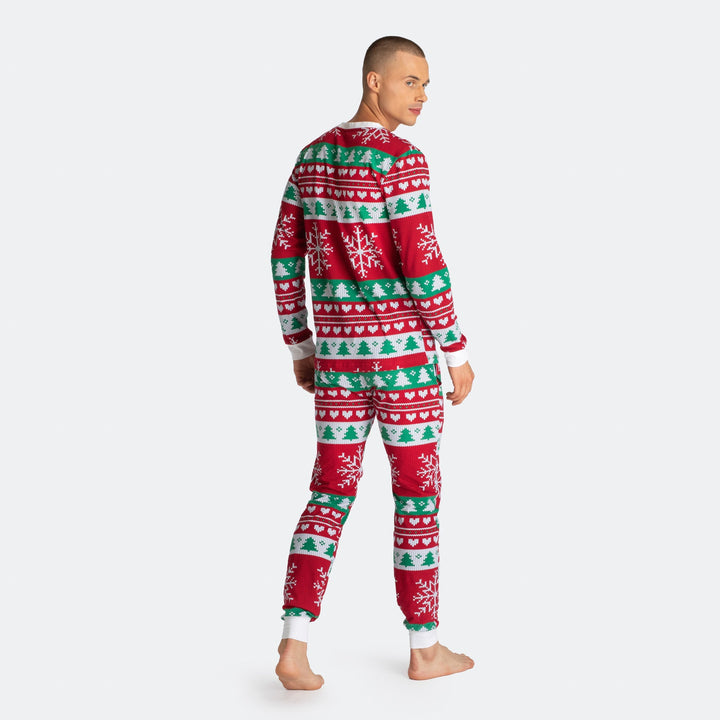 Men's Red Knit Print Christmas Pyjamas