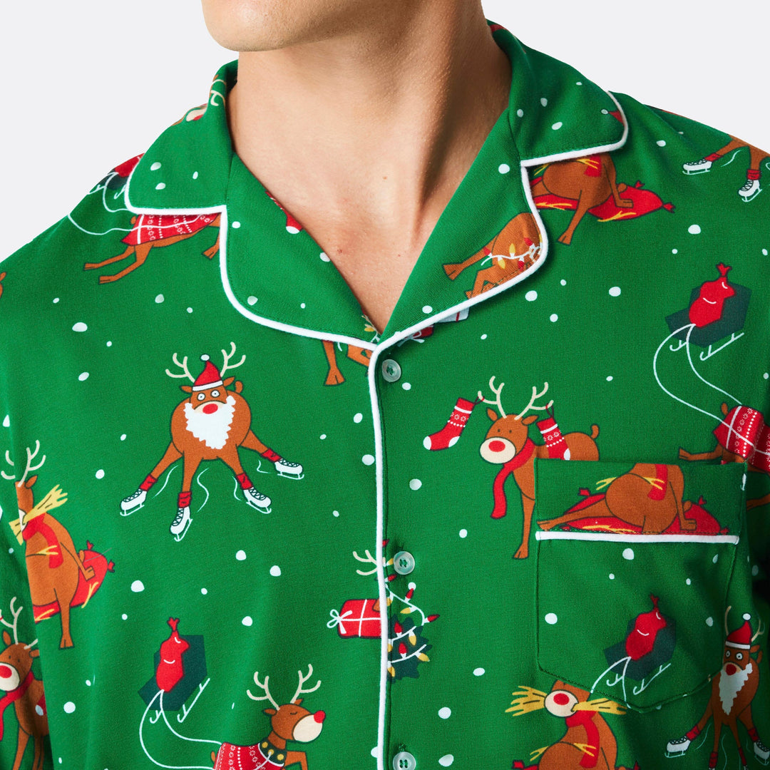 Men's Reindeer Collared Christmas Pyjamas