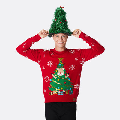 Men's Reindeer Tree Christmas Sweater