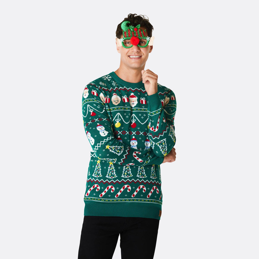 Men's Striped Green Christmas Sweater