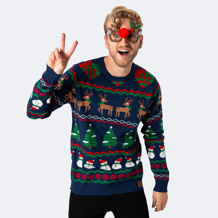 Men's Ugly Blue Christmas Sweater