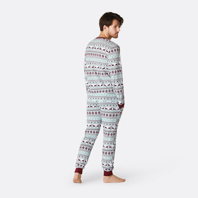 Men's White Winter Pattern Pyjamas