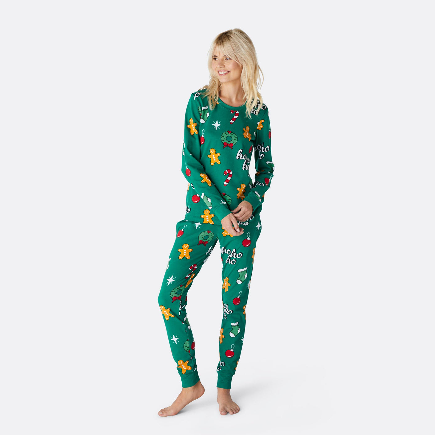 Women's Green Hohoho Christmas Pyjamas