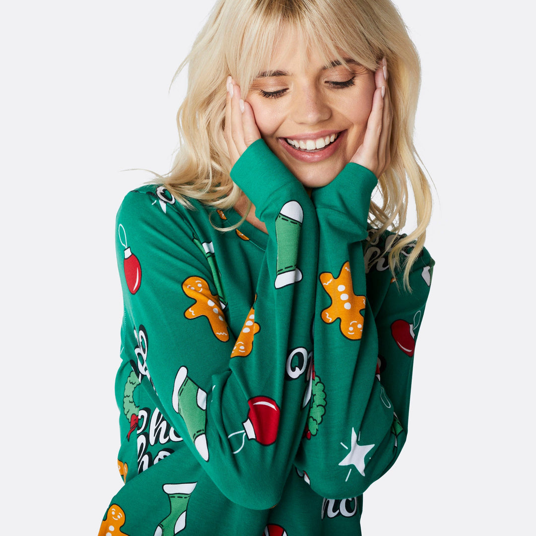 Women's Green Hohoho Christmas Pyjamas