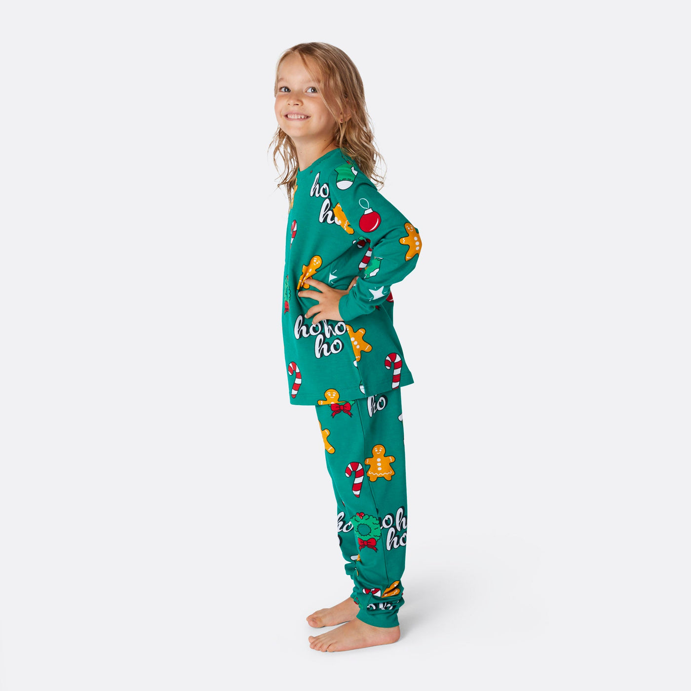 Kids' Green Hohoho Christmas Pyjamas