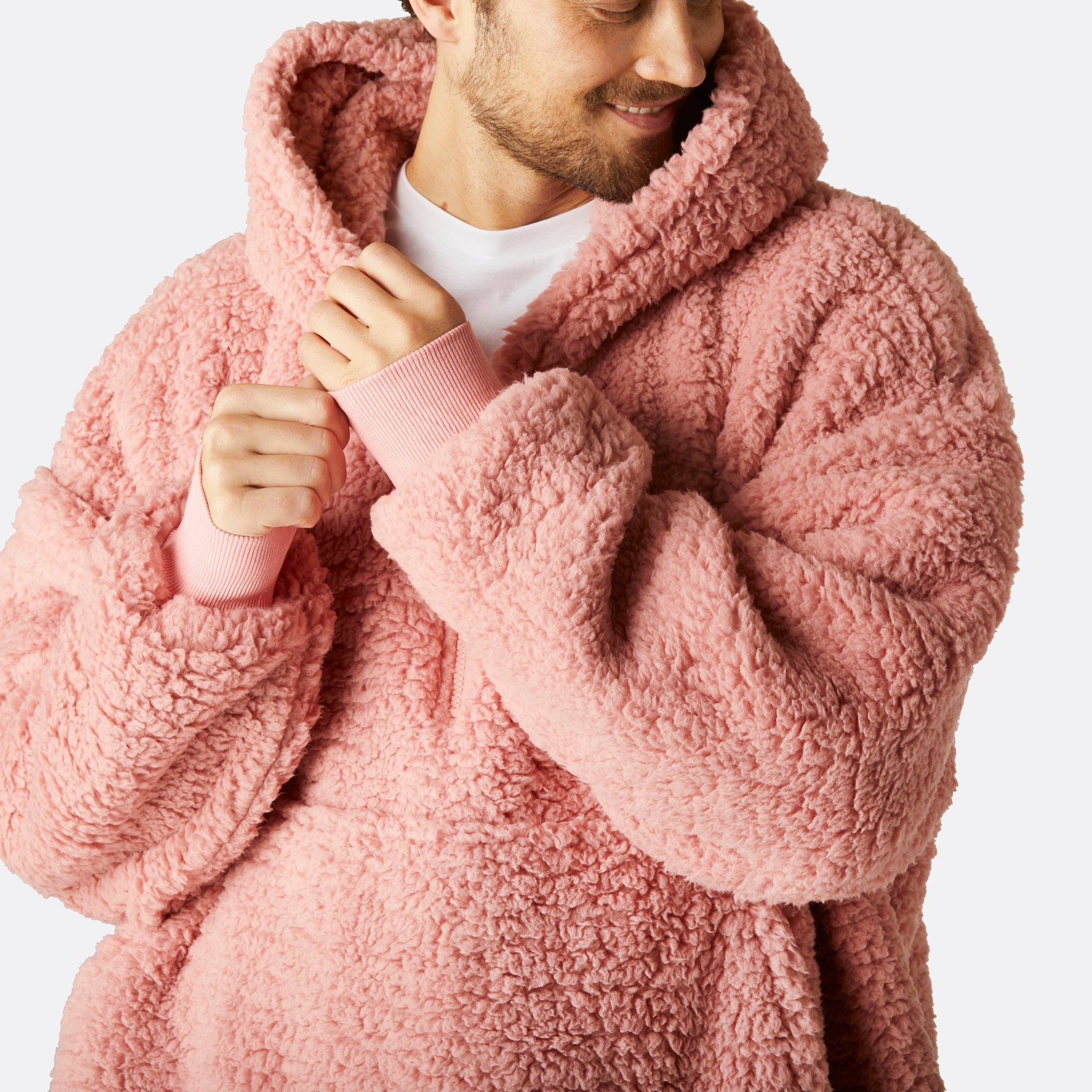 Pink sherpa hoodie $35 online