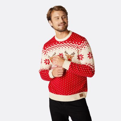 Men's Retro Reindeer Red Christmas Sweater