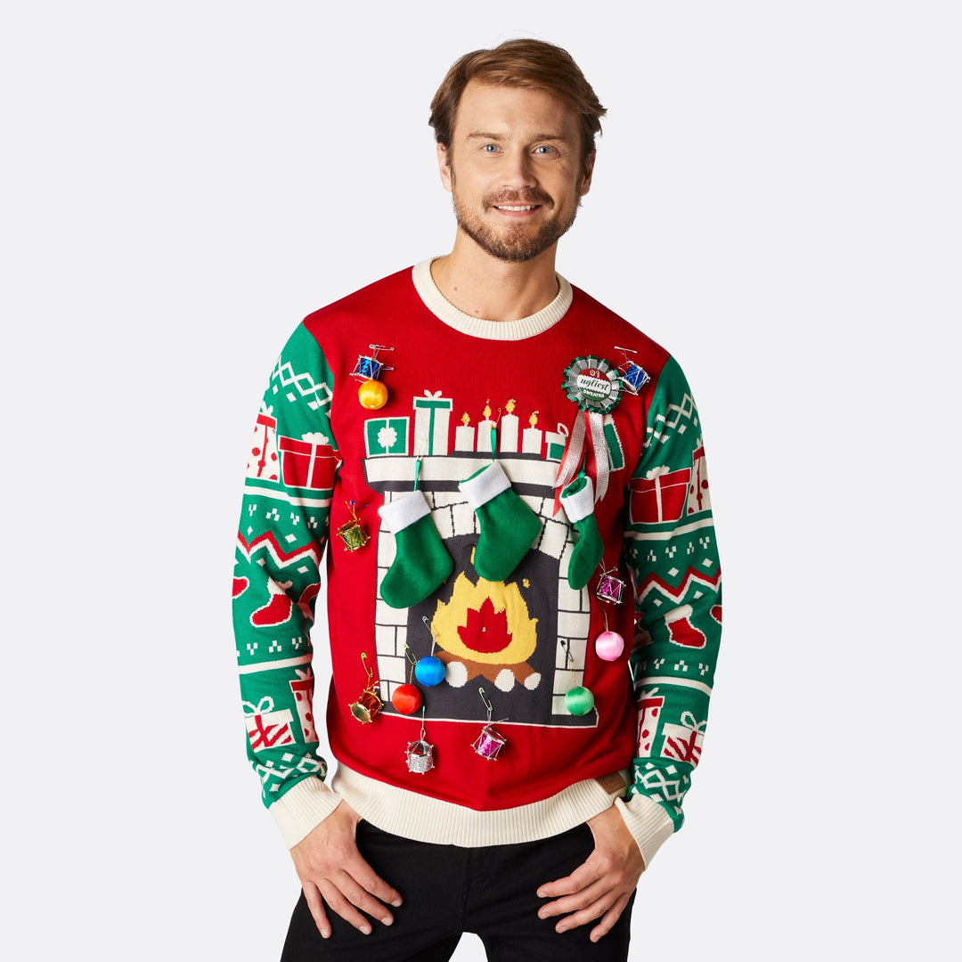 Men's Fireplace Christmas Sweater