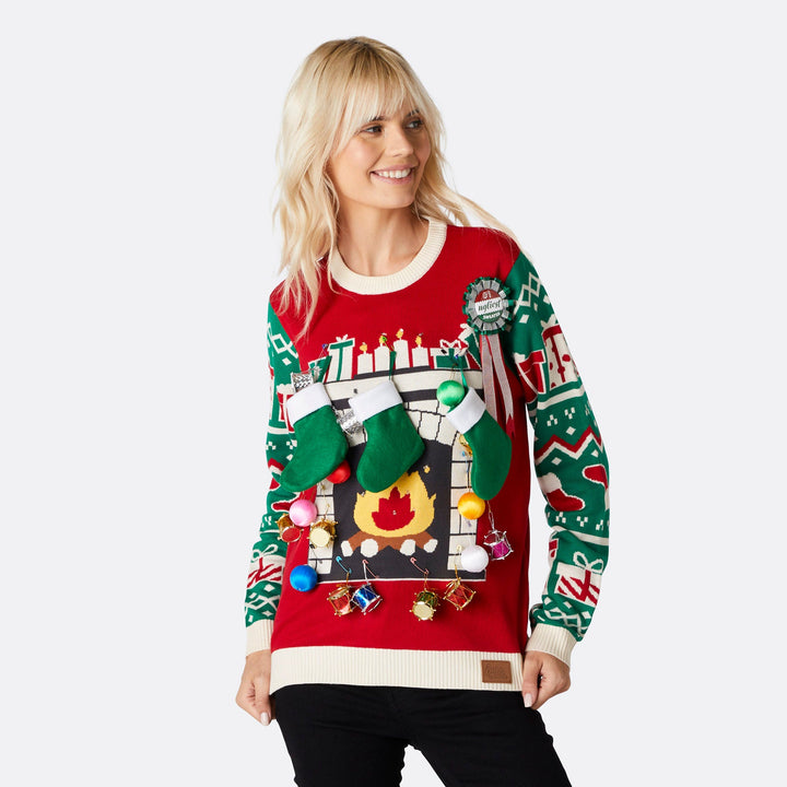 Women's Fireplace Christmas Sweater