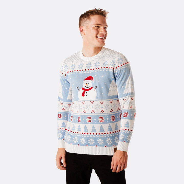 Men's Striped Snowman Christmas Sweater