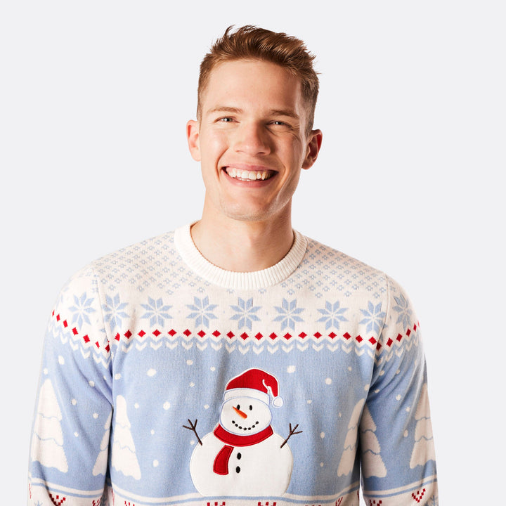 Men's Striped Snowman Christmas Sweater