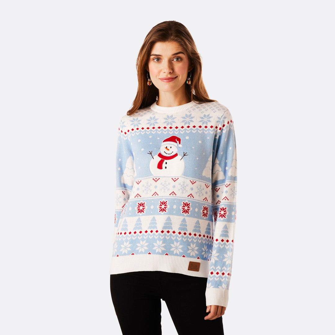 Women's Striped Snowman Christmas Sweater