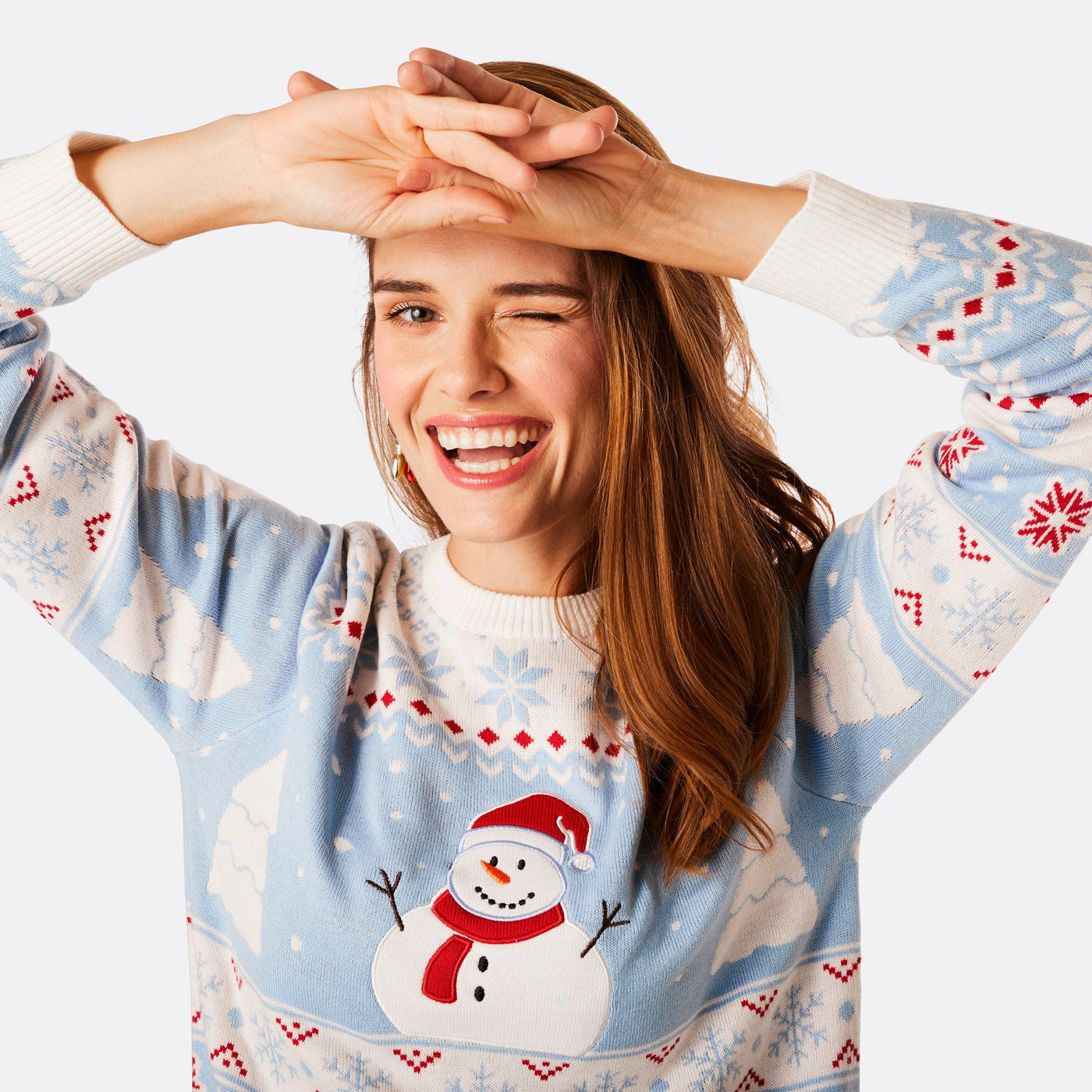 Women's Striped Snowman Christmas Sweater
