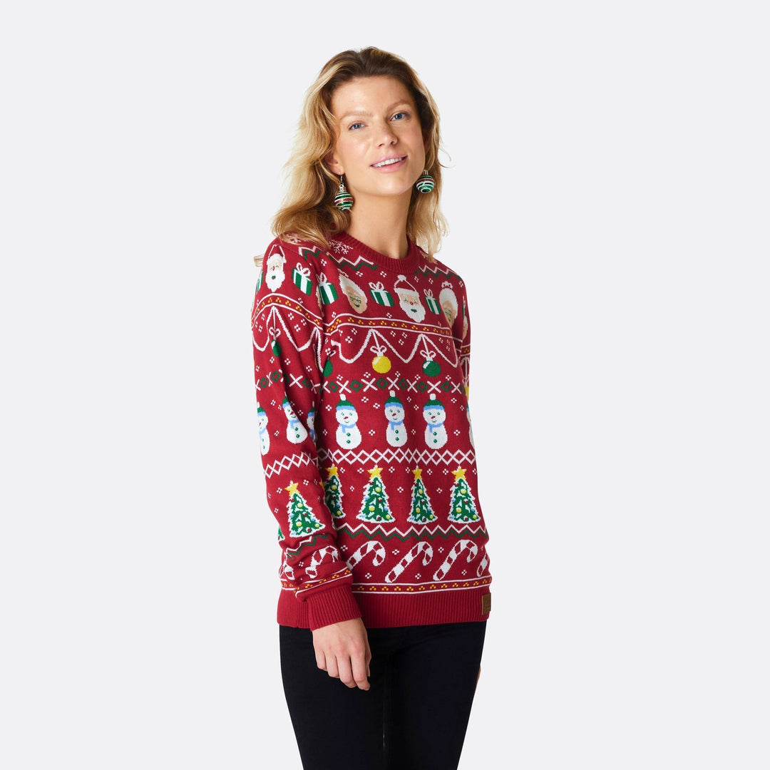 Women's Striped Red Christmas Sweater