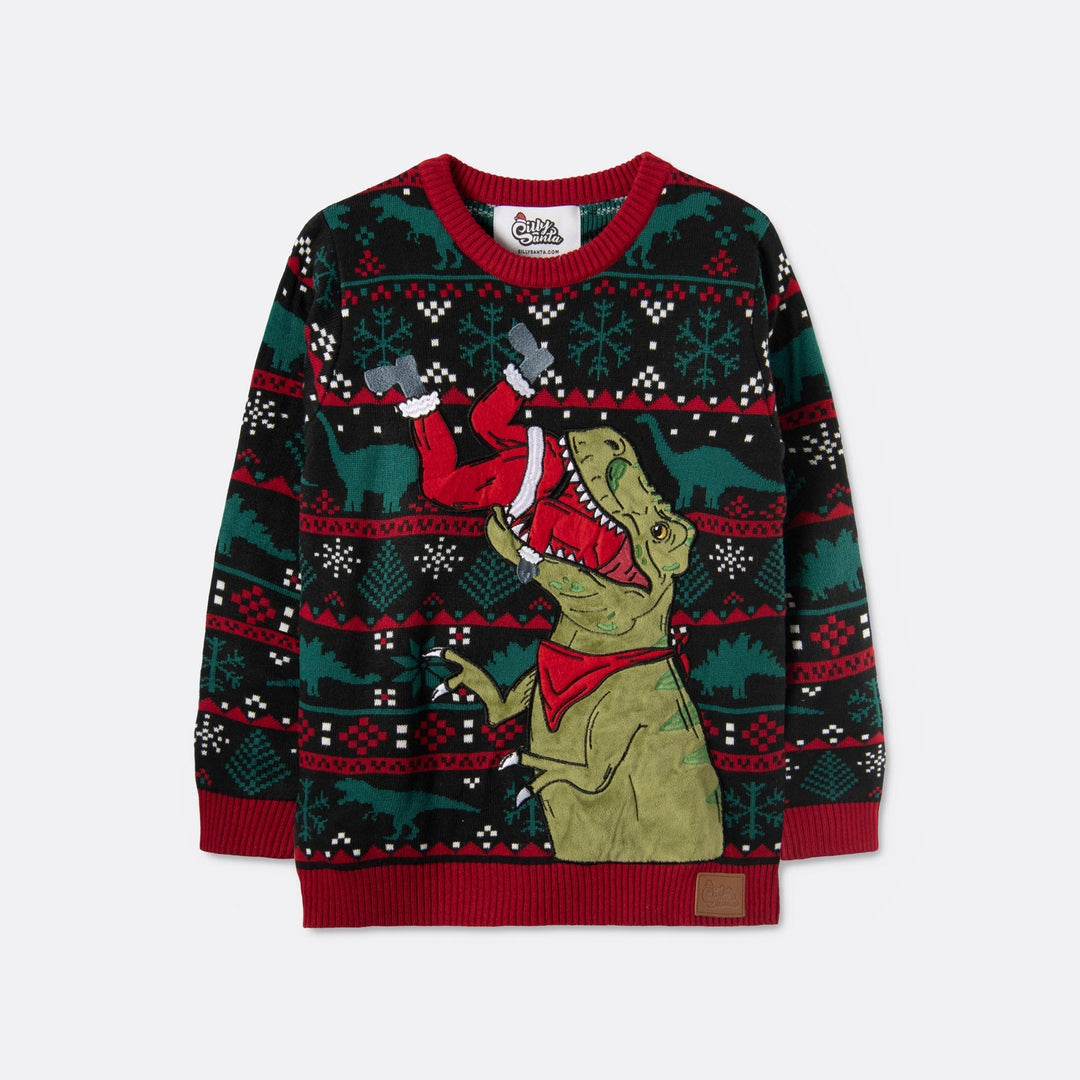 Kids' T-Rex Christmas Sweater