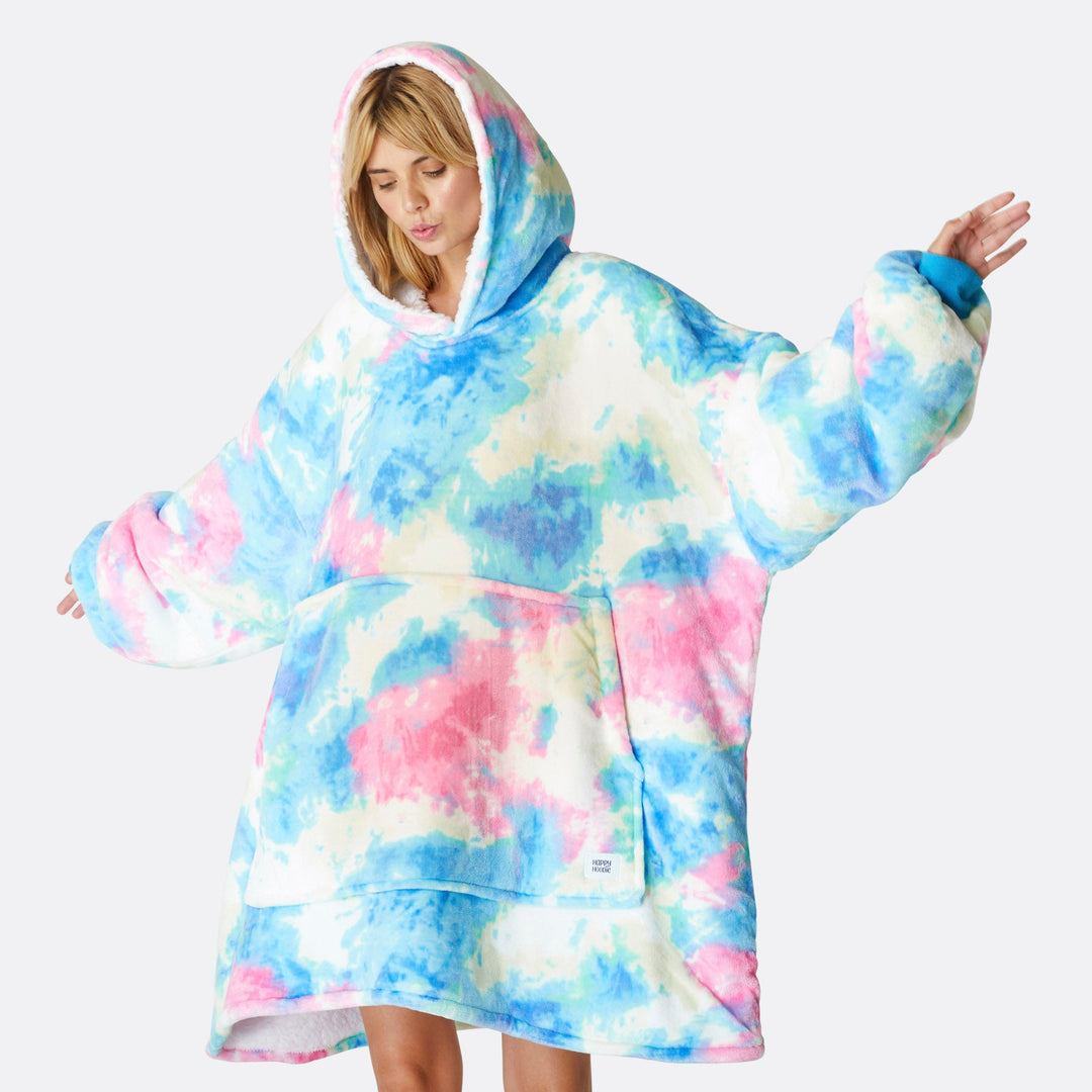 Tiedye Cyan HappyHoodie