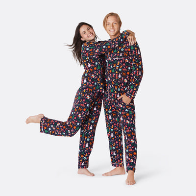 Women's Blue Christmas Dream Collared Christmas Pyjamas