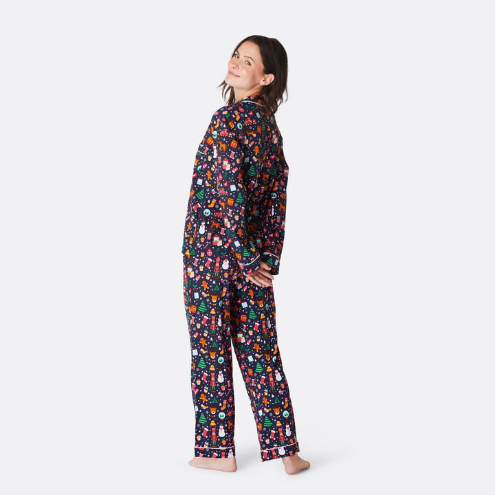 Women's Blue Christmas Dream Collared Christmas Pyjamas