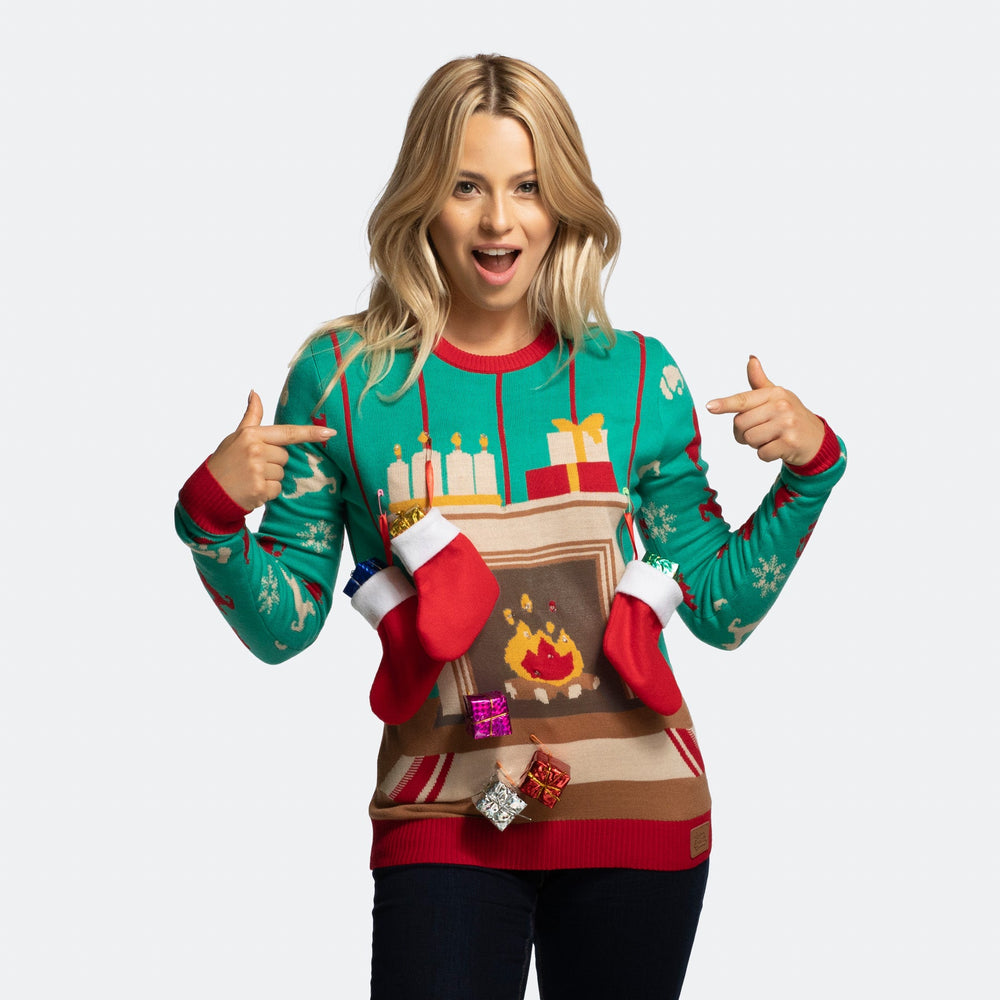 Women's Fireplace Christmas Sweater