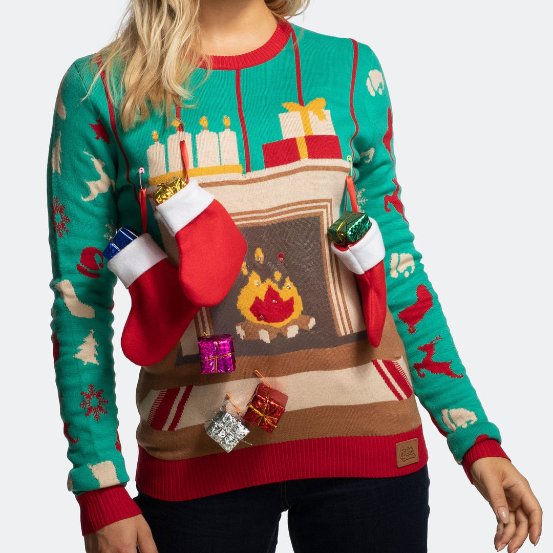 Women's Fireplace Christmas Sweater