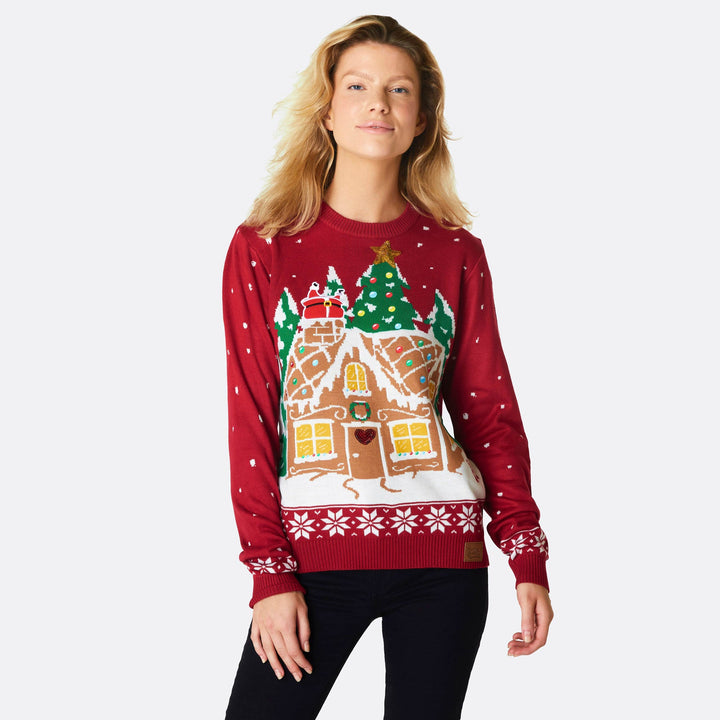 Women's Gingerbread House Christmas Sweater