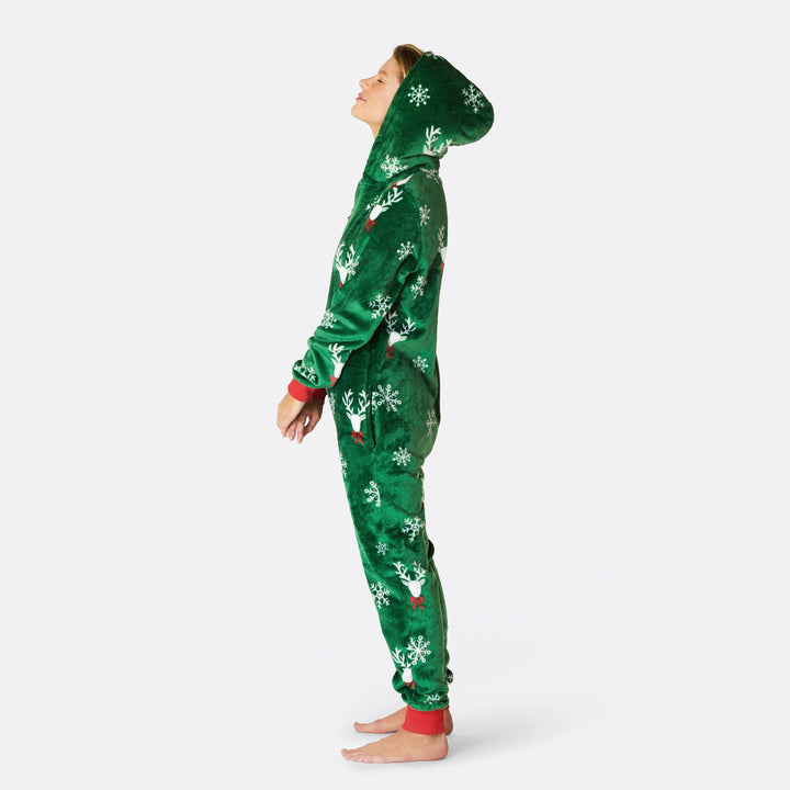 Women's Green Reindeer Onesie