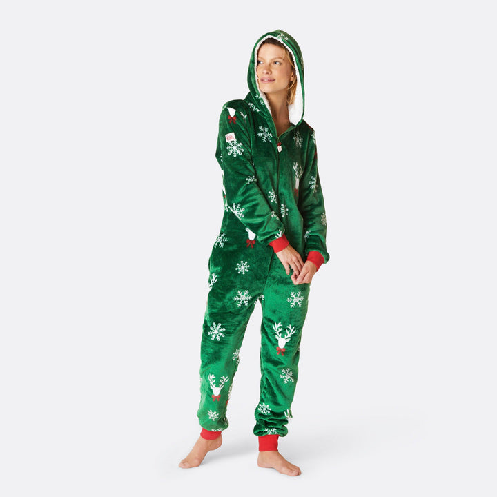 Women's Green Reindeer Onesie