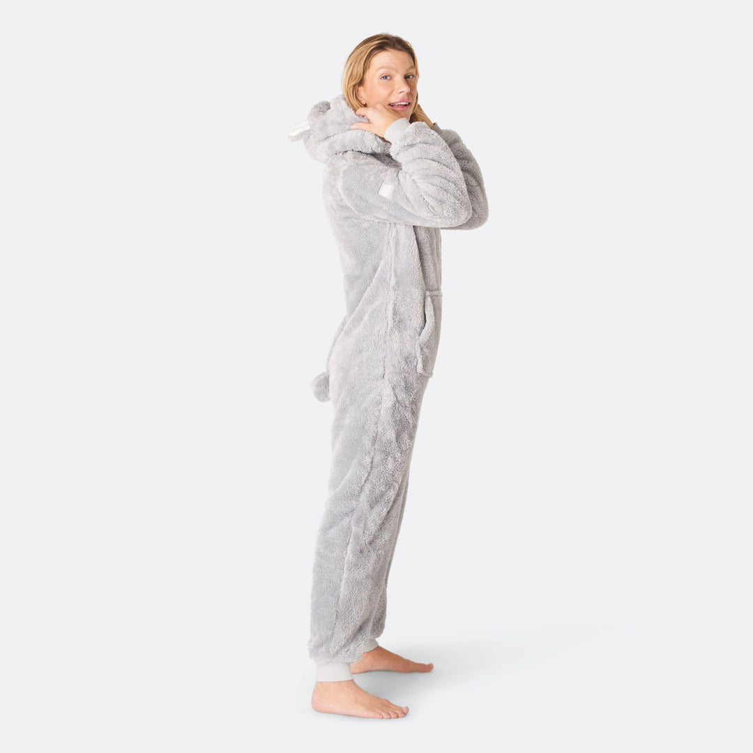 Women's Grey Teddy Bear Onesie