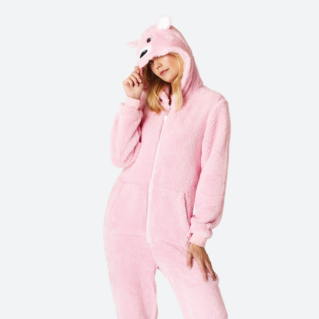 Women's Pink Teddy Bear Onesie