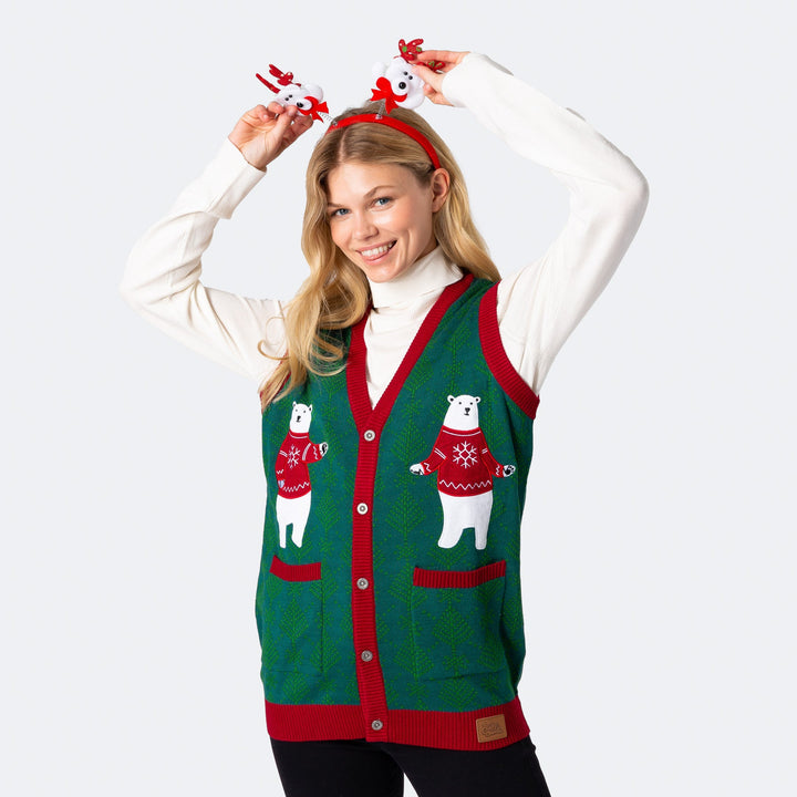 Women's Polar Bear Christmas Waistcoat
