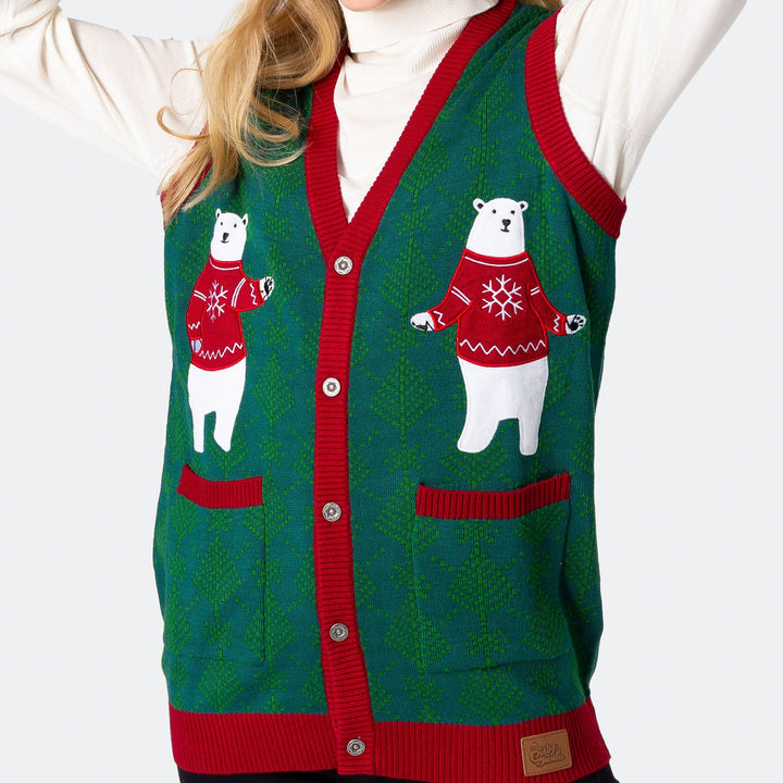 Women's Polar Bear Christmas Waistcoat