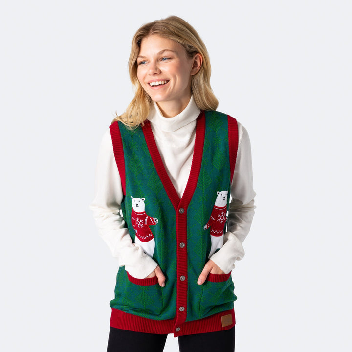 Women's Polar Bear Christmas Waistcoat
