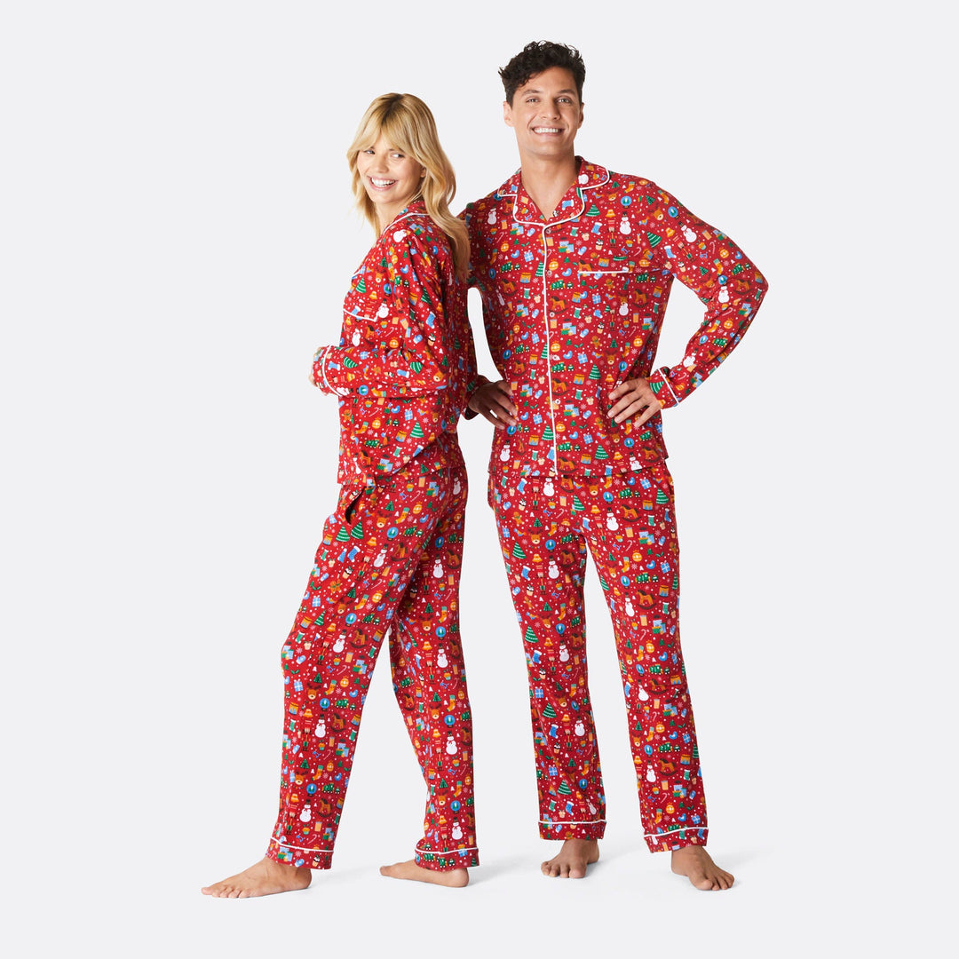 Women's Red Christmas Dream Collared Christmas Pyjamas