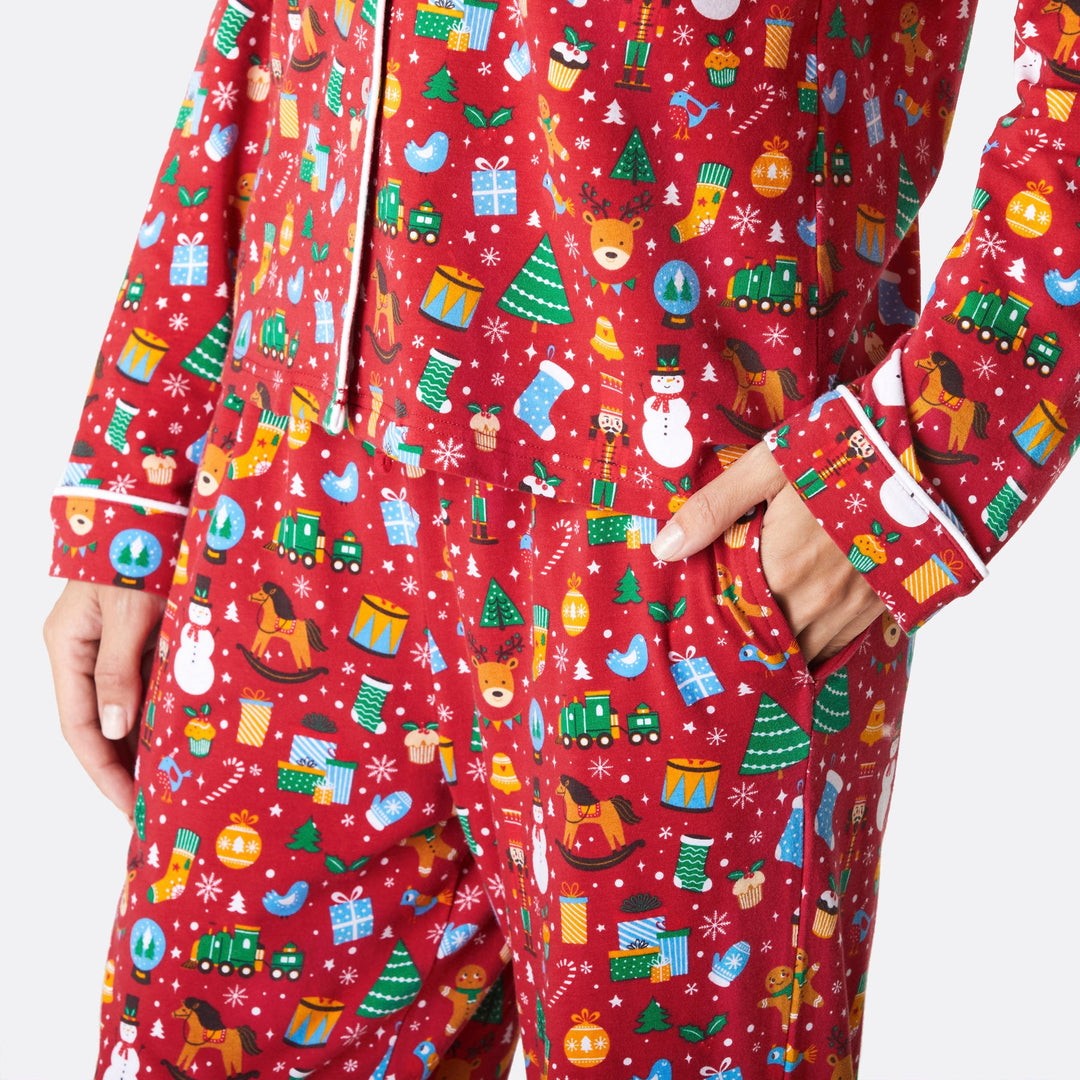 Women's Red Christmas Dream Collared Christmas Pyjamas Europe's