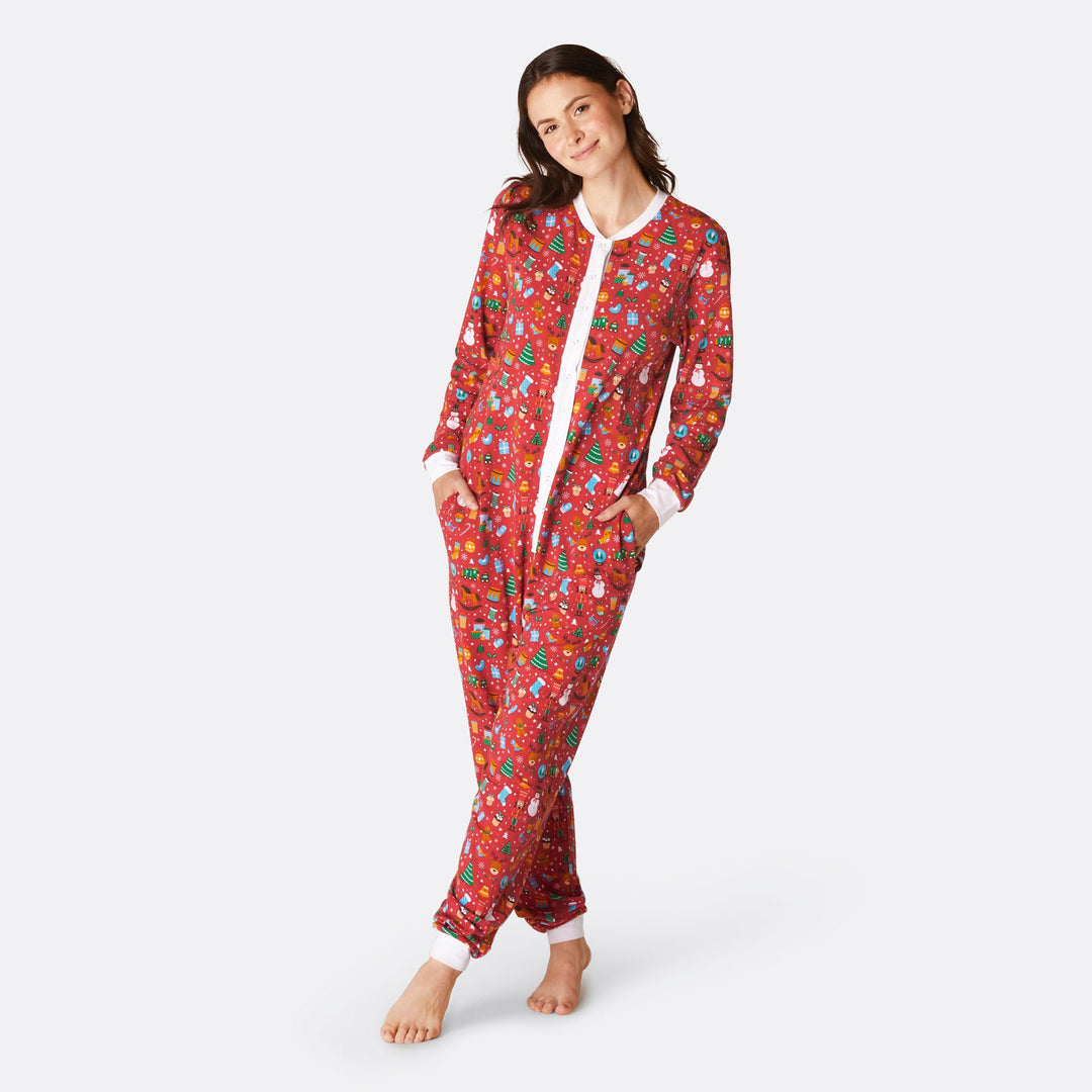 Women's Red Christmas Dream Overall Christmas Pyjamas